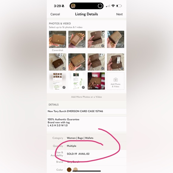 New Tory Burch EMERSON CARD CASE 157146 - Picture 12 of 12